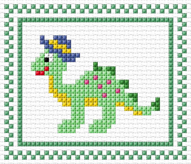 Dinosaur free cross-stitch pattern