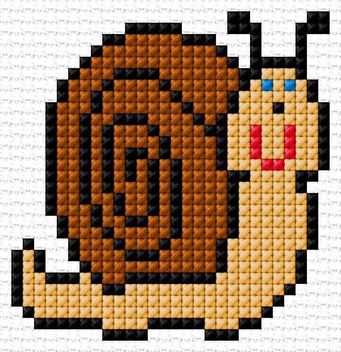 Snail free cross-stitch pattern