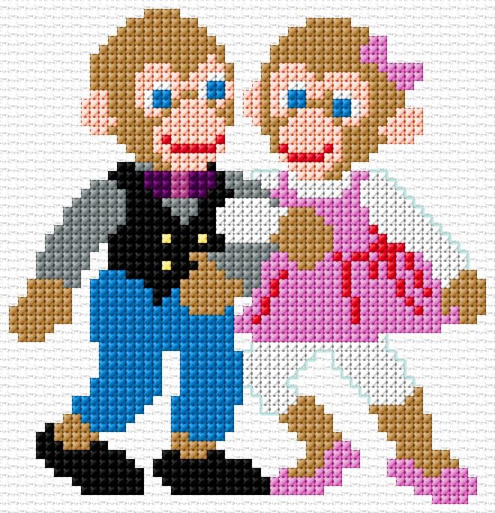 Monkeys free cross-stitch pattern