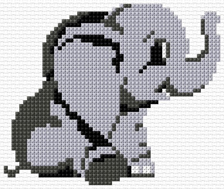 Elephant free cross-stitch pattern