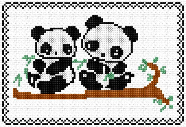Pandas free cross-stitch pattern