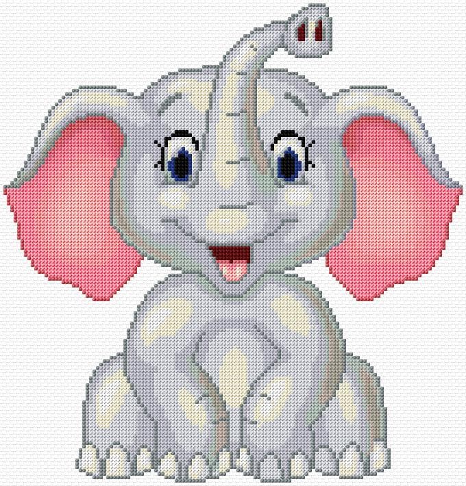 Elephant free cross-stitch pattern