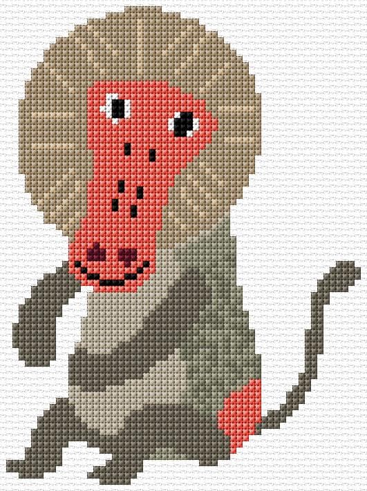 Baboon free cross-stitch pattern