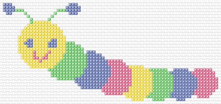 Caterpillar free cross-stitch pattern