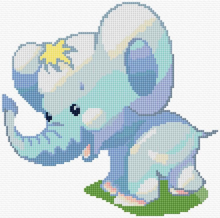 Elephant free cross-stitch pattern