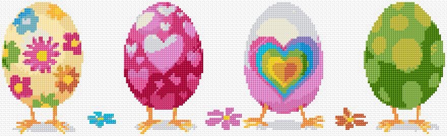 Easter Eggs free cross-stitch pattern