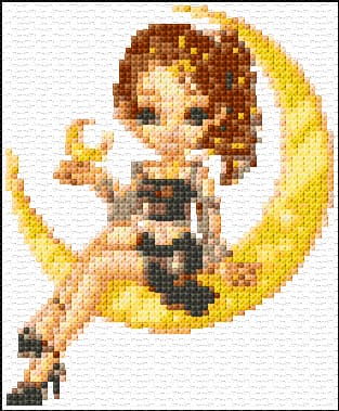 Girl on the Moon free cross-stitch pattern