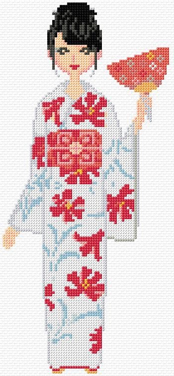 Japaneese Girl free cross-stitch pattern