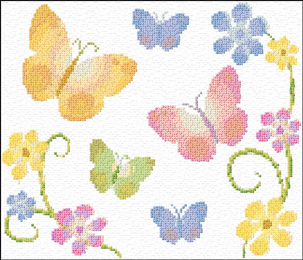 Butterflies free cross-stitch pattern