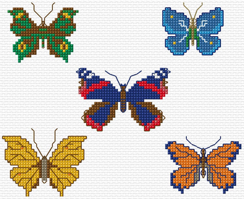Butterflies free cross-stitch pattern