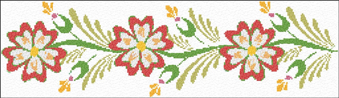 Flowers Border free cross-stitch pattern
