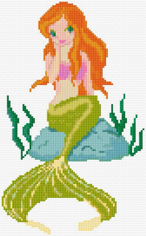 Mermaid free cross-stitch pattern