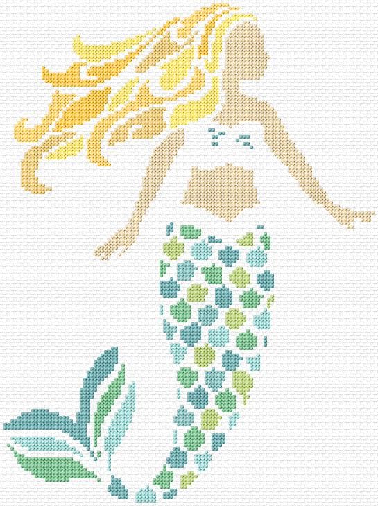 Mermaid free cross-stitch pattern