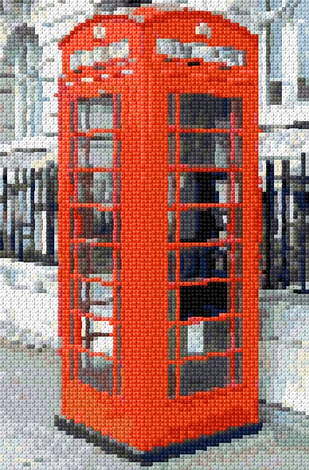 London Telephone Box free cross-stitch pattern