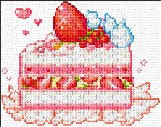 Strawberry Cake free cross-stitch pattern