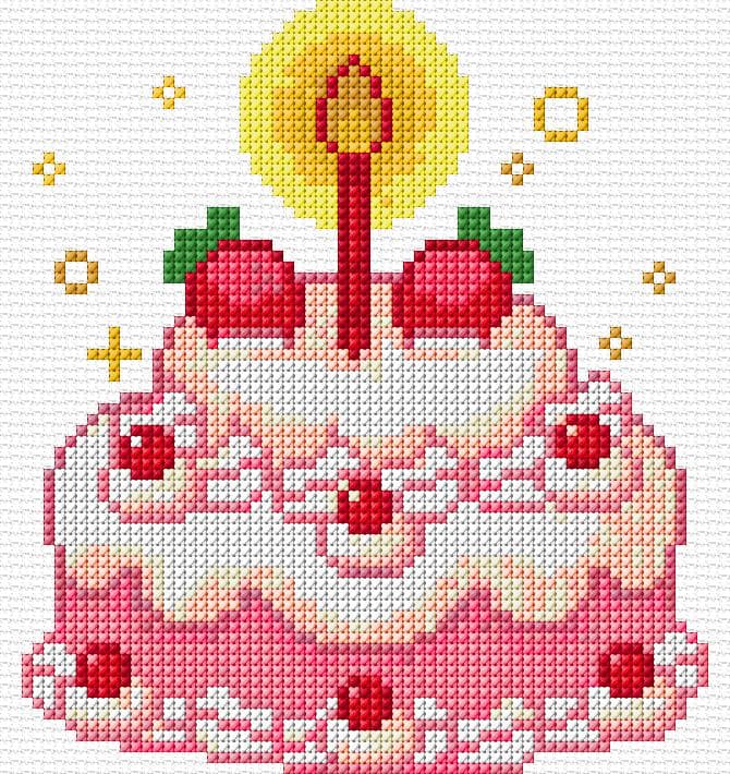 Birthday Cake free cross-stitch pattern