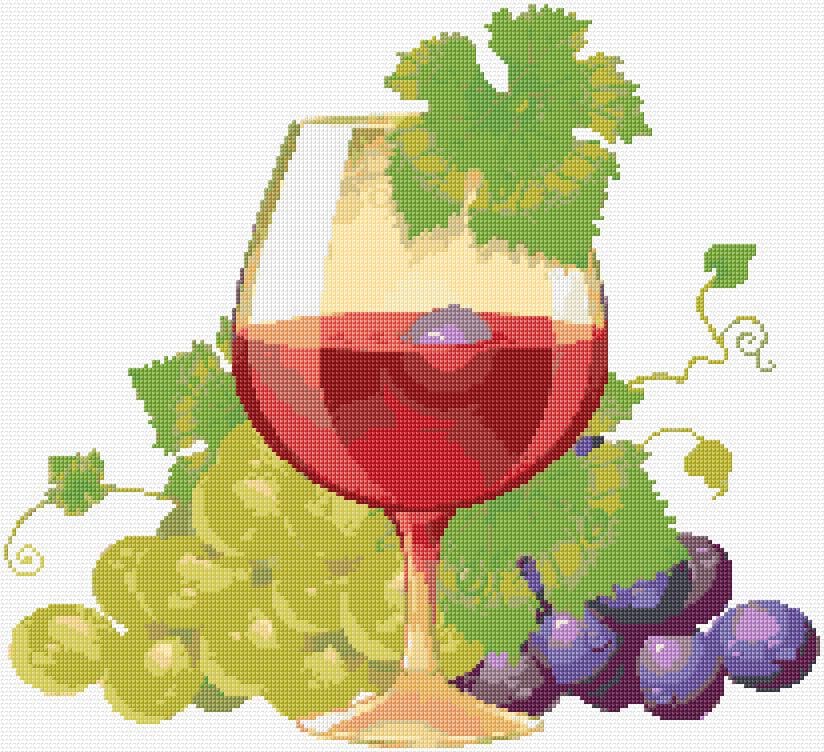Wine free cross-stitch pattern