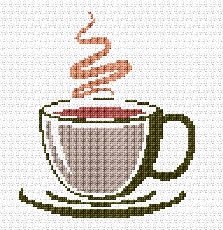 Coffee Cup free cross-stitch pattern