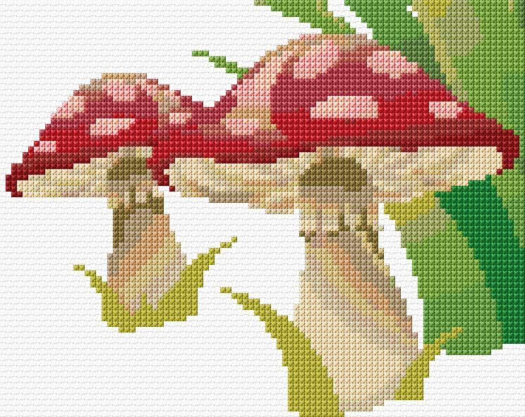 Mushrooms free cross-stitch pattern