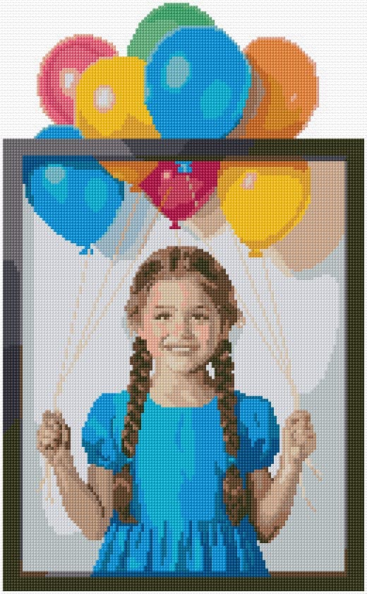 Girl with Baloons free cross-stitch pattern
