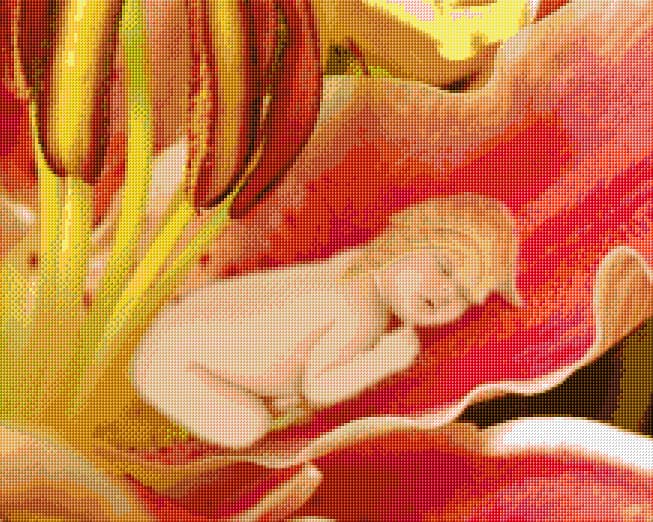 Baby on the Flower free cross-stitch pattern