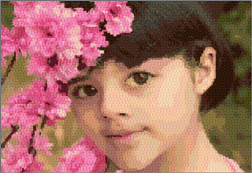 Girl in Garden free cross-stitch pattern