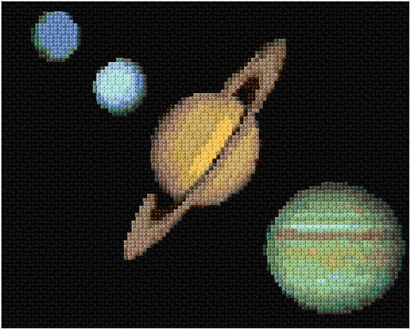 Planets free cross-stitch pattern