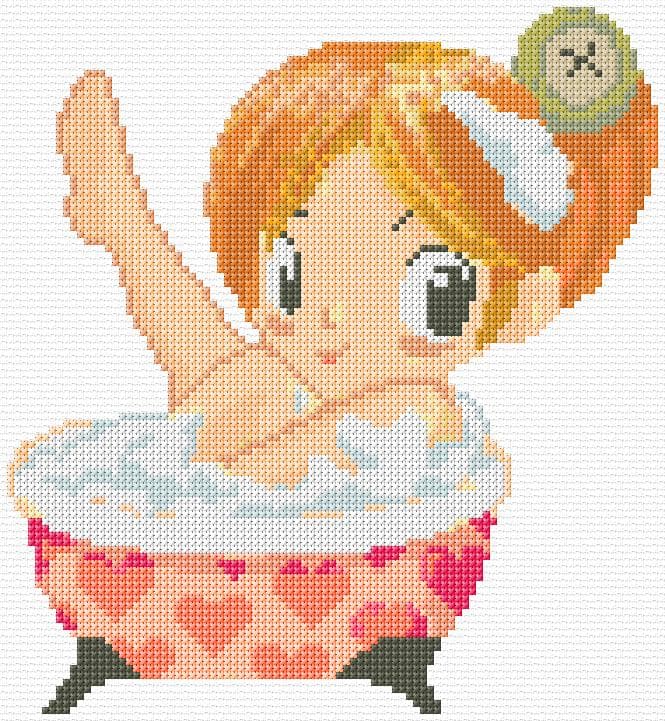 Bathroom free cross-stitch pattern
