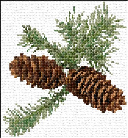 Pine Cones free cross-stitch pattern