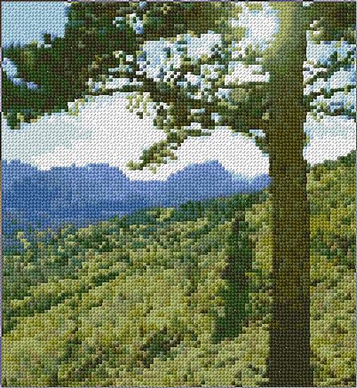 Tree in a Mountain free cross-stitch pattern