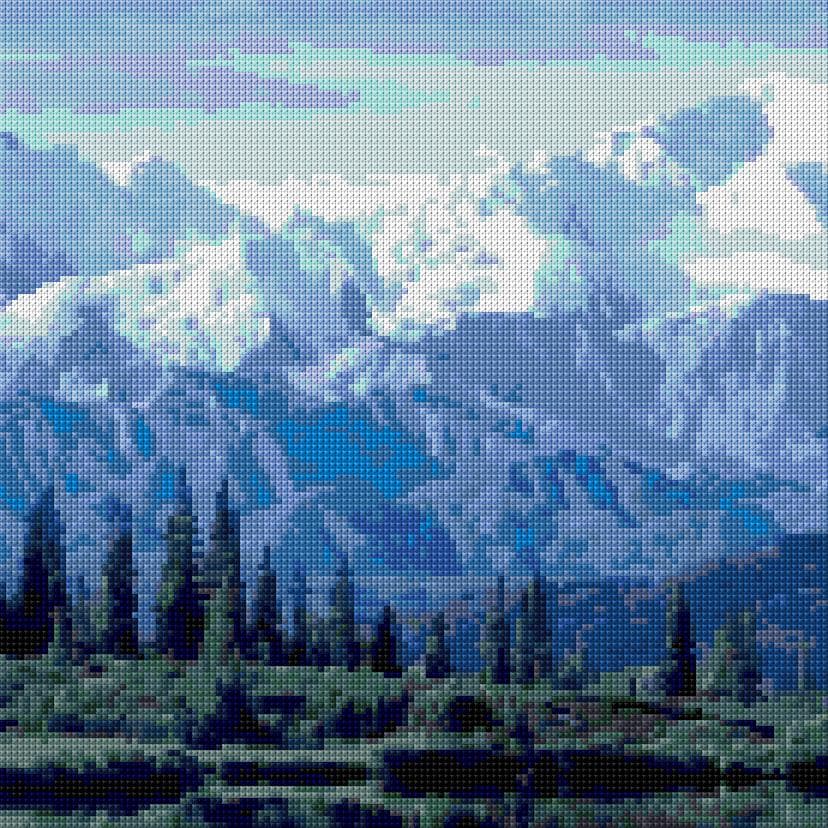 Mountain free cross-stitch pattern