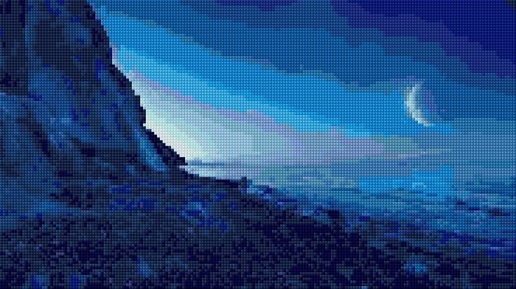 Sea and Mountain free cross-stitch pattern