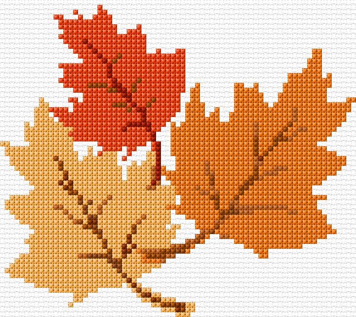 Leaves free cross-stitch pattern
