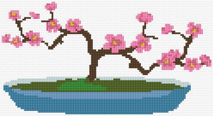 A Bonsai Tree free cross-stitch pattern