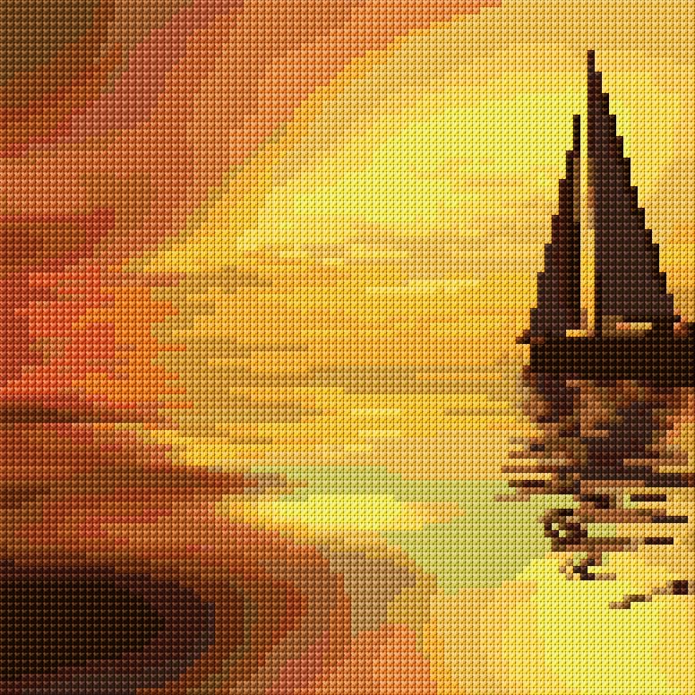 Boat free cross-stitch pattern