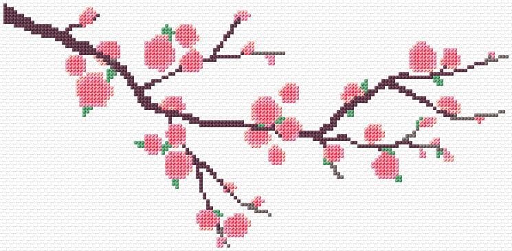Sakura Blossom free cross-stitch pattern