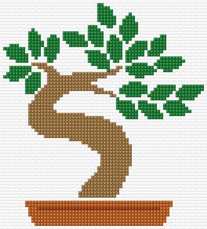 Bonsai free cross-stitch pattern