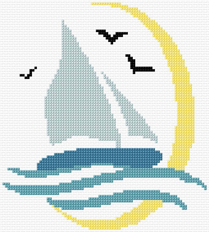 Sail free cross-stitch pattern
