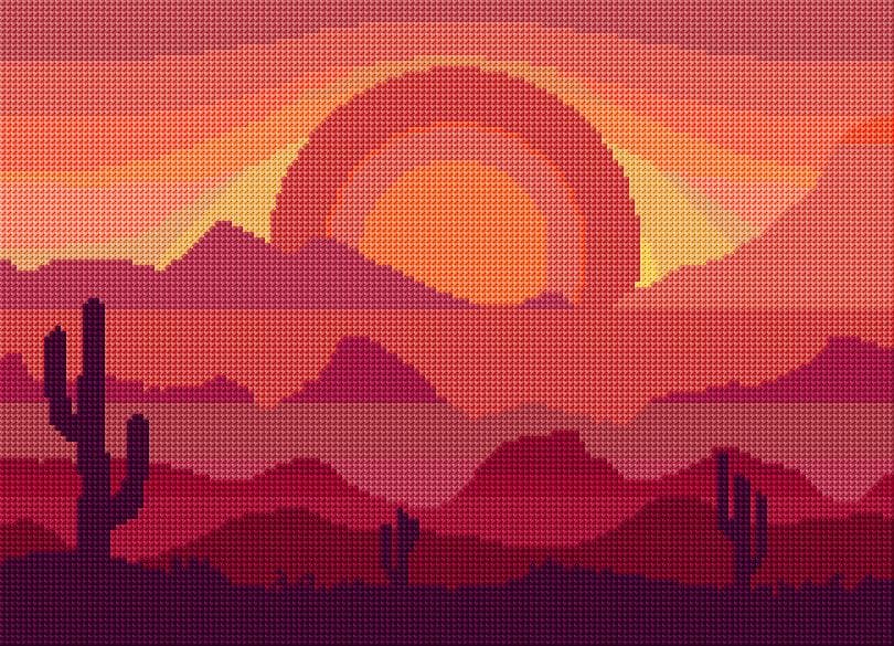 Sunset free cross-stitch pattern
