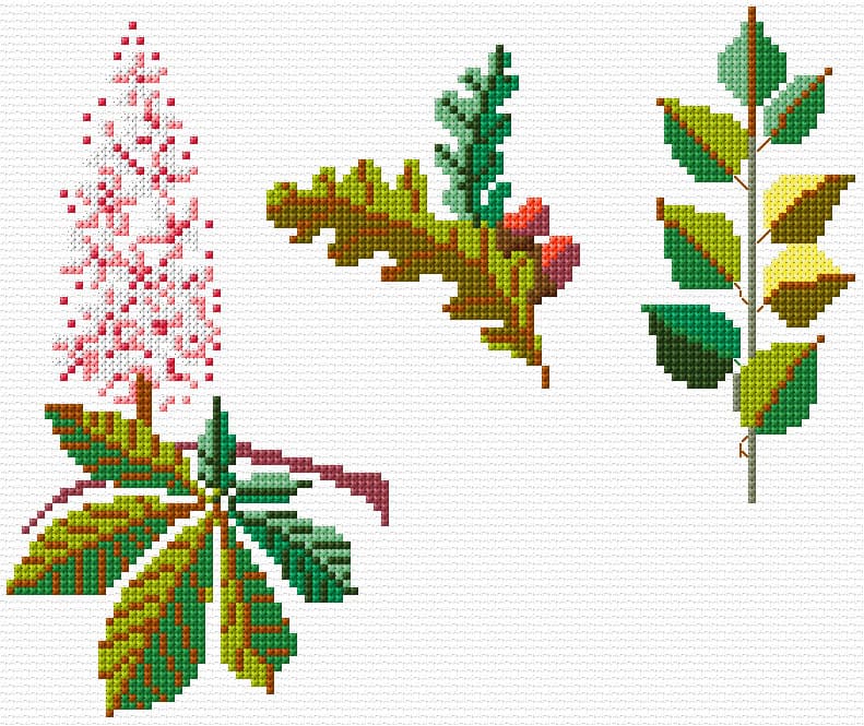 Branches free cross-stitch pattern