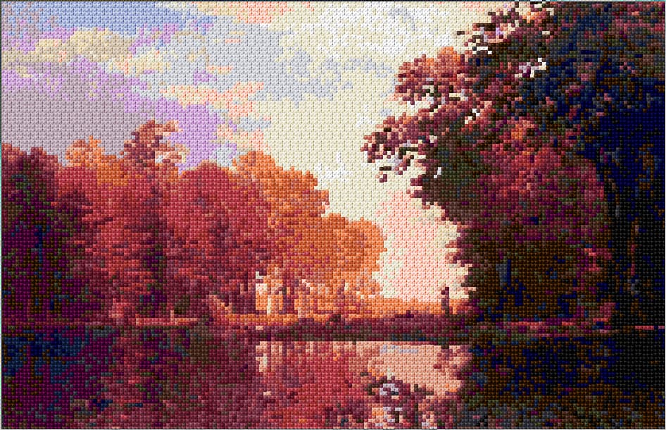AutumnForest ( Albert Bierstadt free cross-stitch pattern