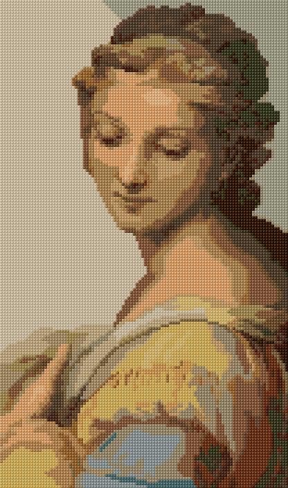 St Barbara Raphael free cross-stitch pattern