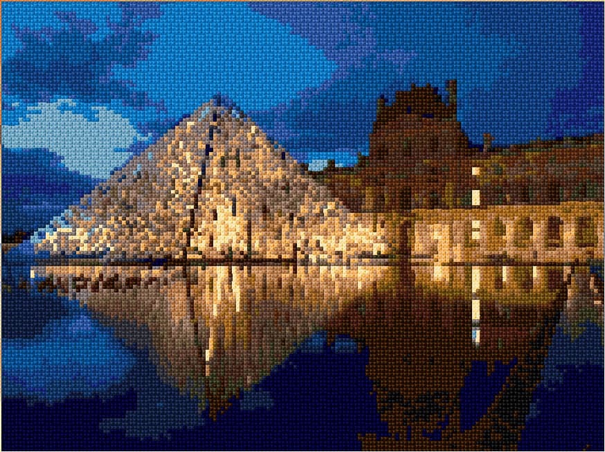 Pyramide du Louvre free cross-stitch pattern