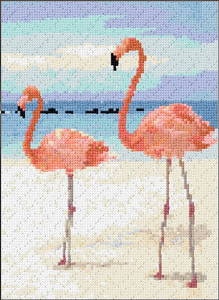Flamingos free cross-stitch pattern