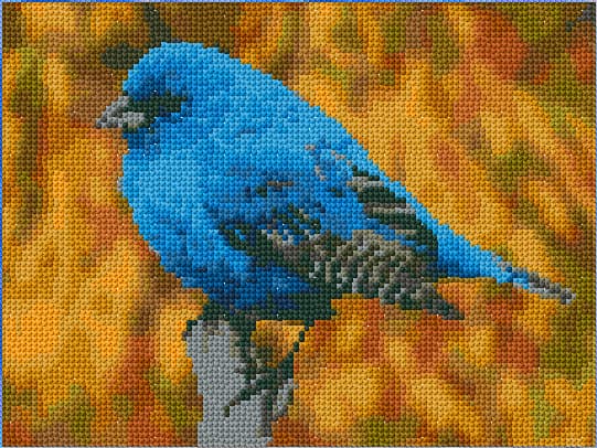 Indigo Bunting free cross-stitch pattern