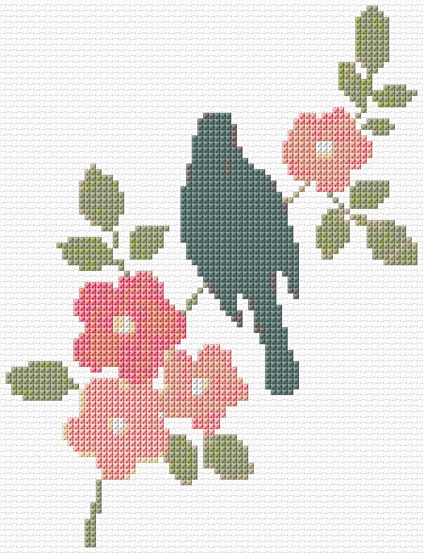 Bird free cross-stitch pattern