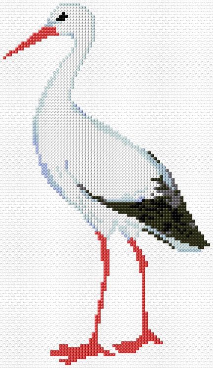 Stork free cross-stitch pattern