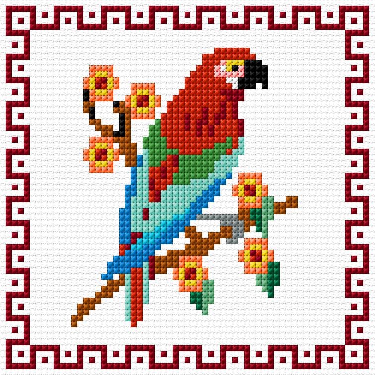 Parrot free cross-stitch pattern