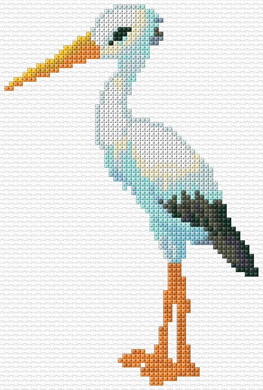 Crane Bird free cross-stitch pattern