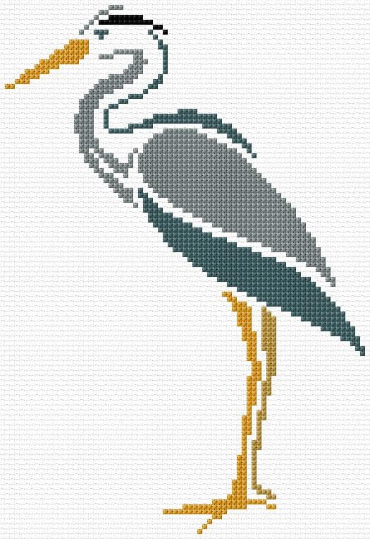 Heron free cross-stitch pattern